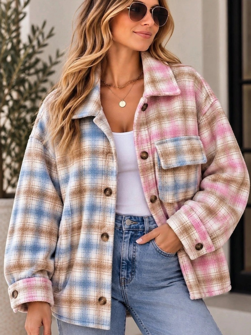 Plaid Shacket in Pink & Blue 🍂 ☀️